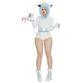 Adorable Alolan Vulpix White Plush Pokémon Cosplay Jumpsuit for Women - Halloweez